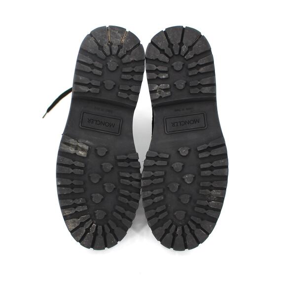 Moncler Patty Black Velvet Leather Trim Lace Up Tie Combat Boots 36 Ankle Bootie - Picture 7 of 9